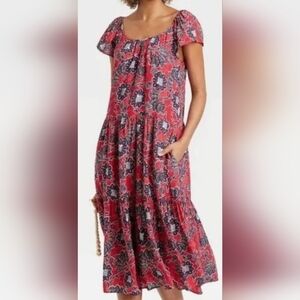 Floral Red and Purple Women's Dress